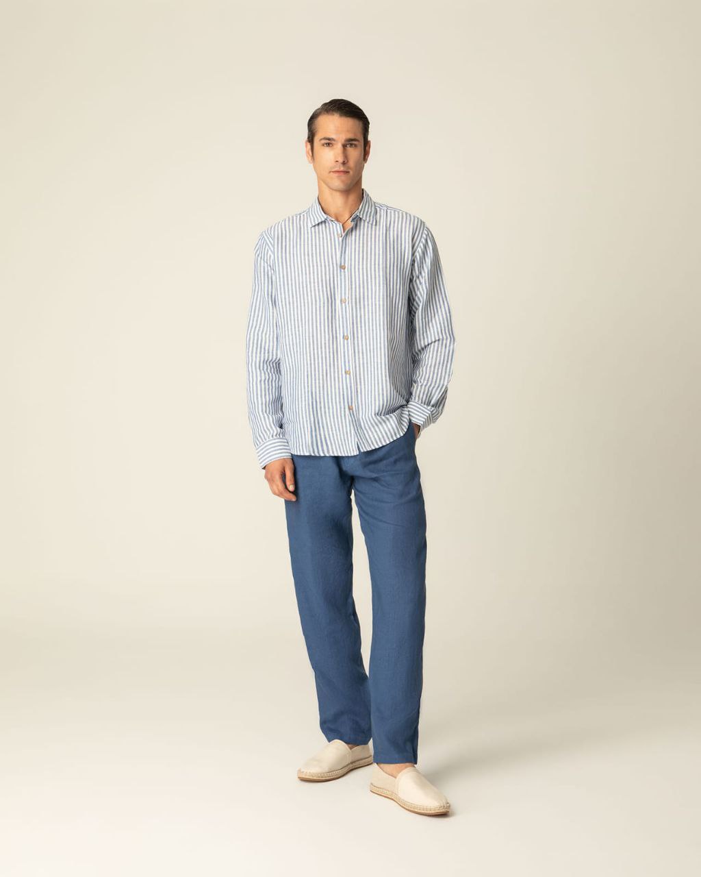 PLS Linen striped shirt