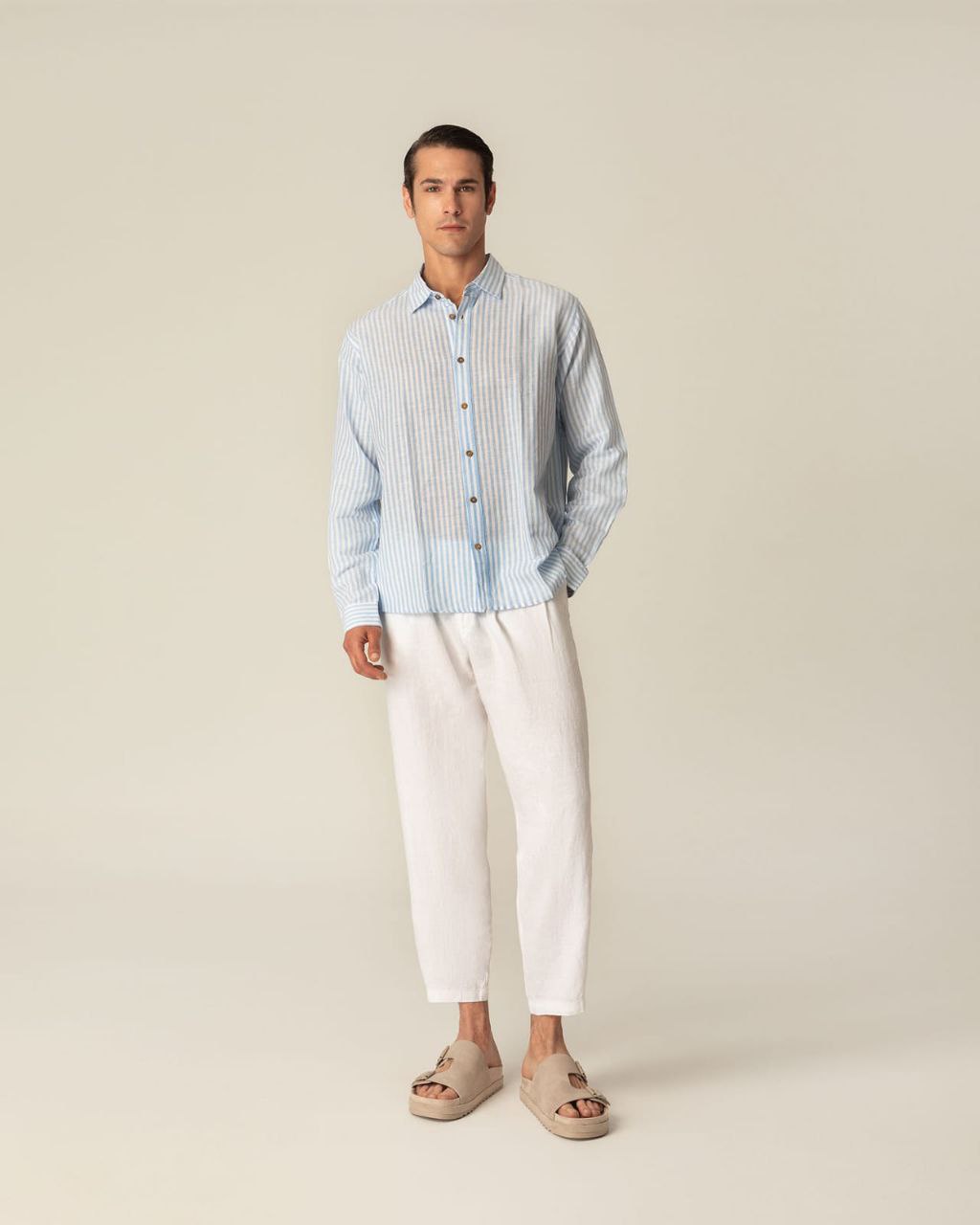PLS Linen striped shirt