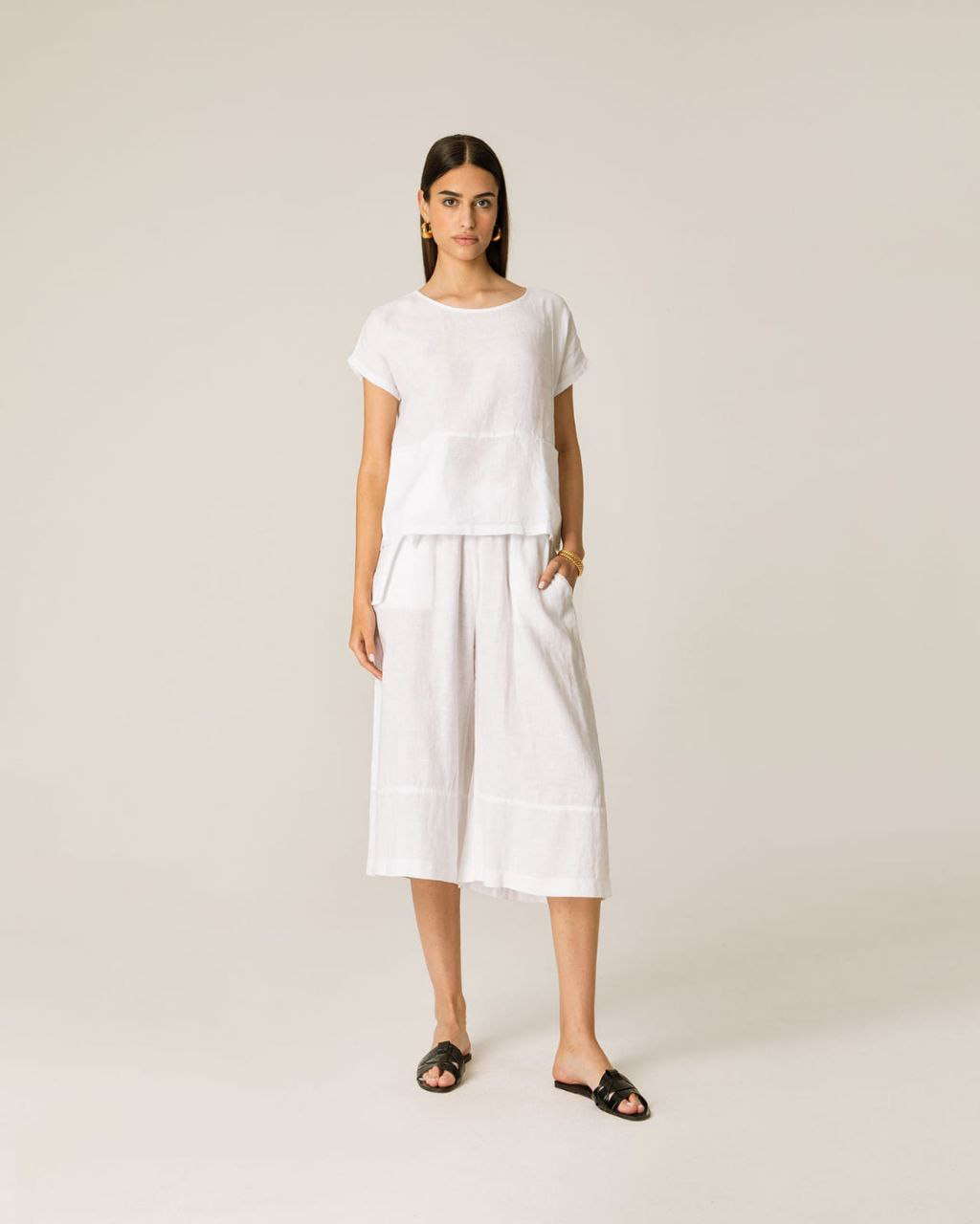 PLS linen pants zip-culotte