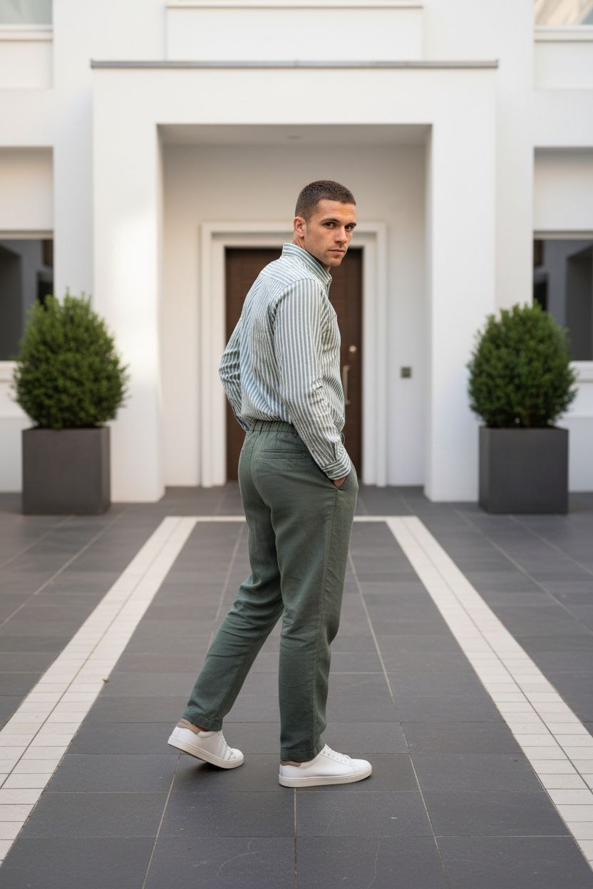 PLS Linen striped shirt