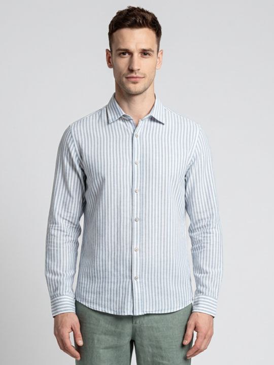 PLS Linen striped shirt