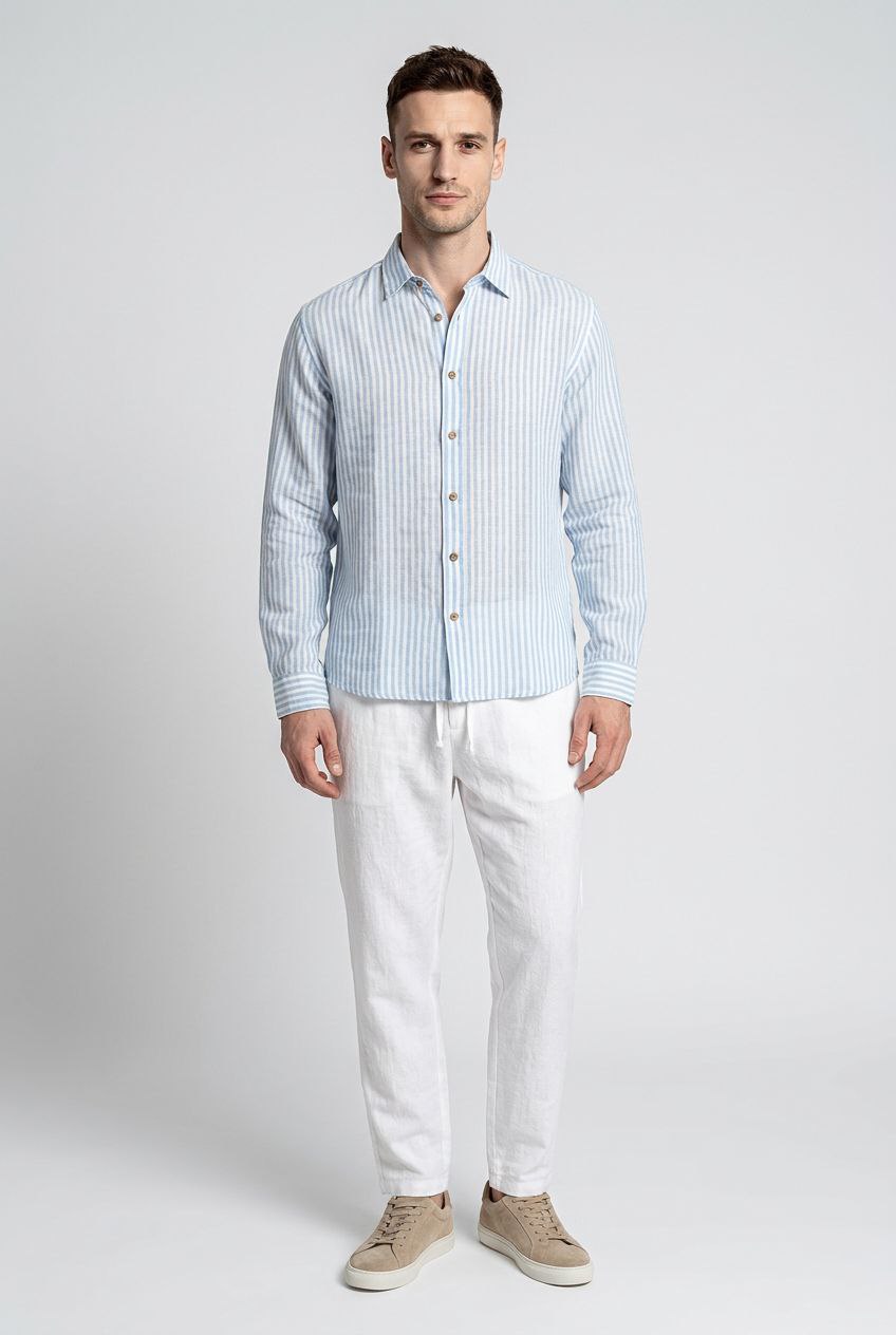 PLS Linen striped shirt
