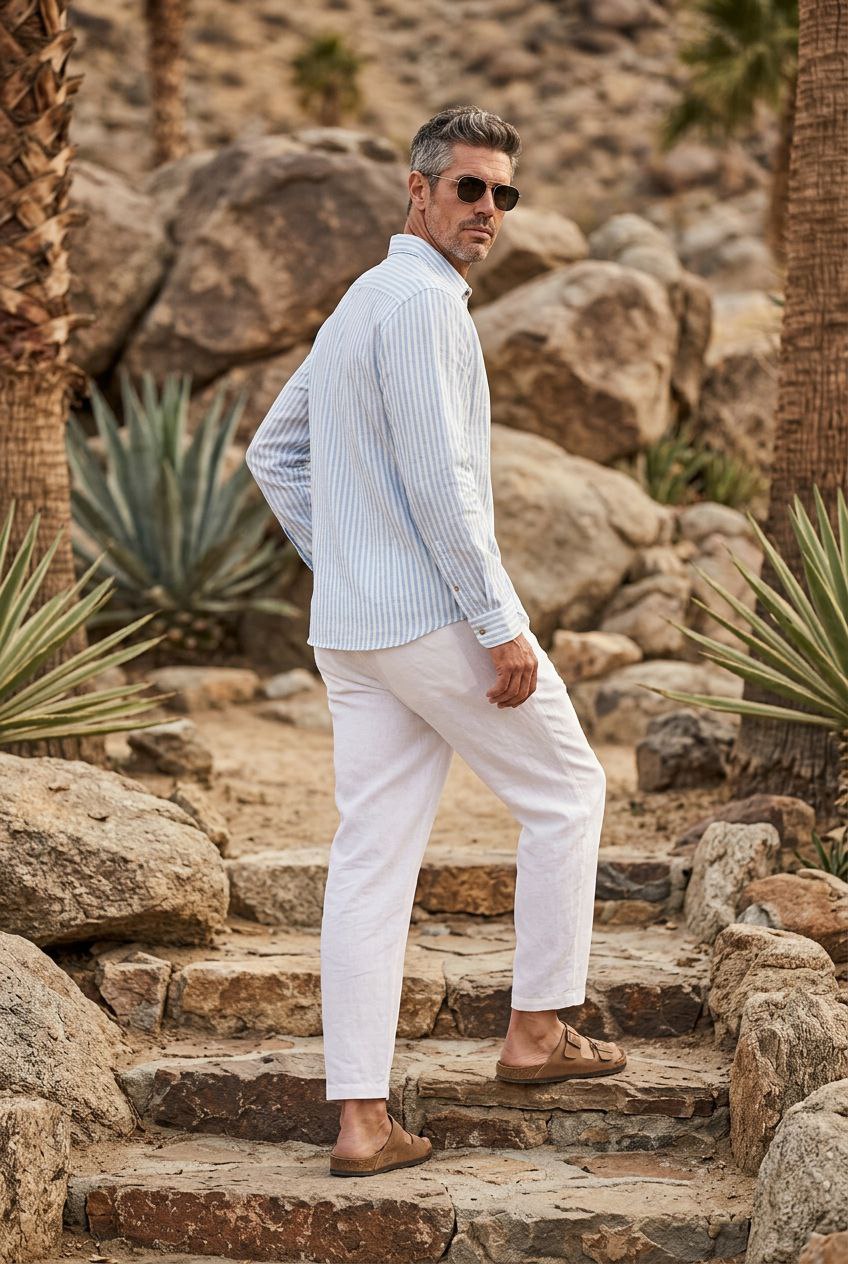 PLS Linen striped shirt