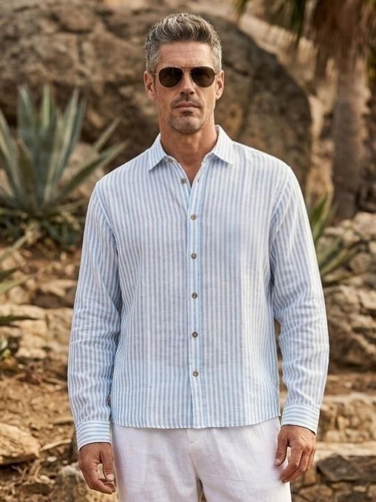 PLS Linen striped shirt