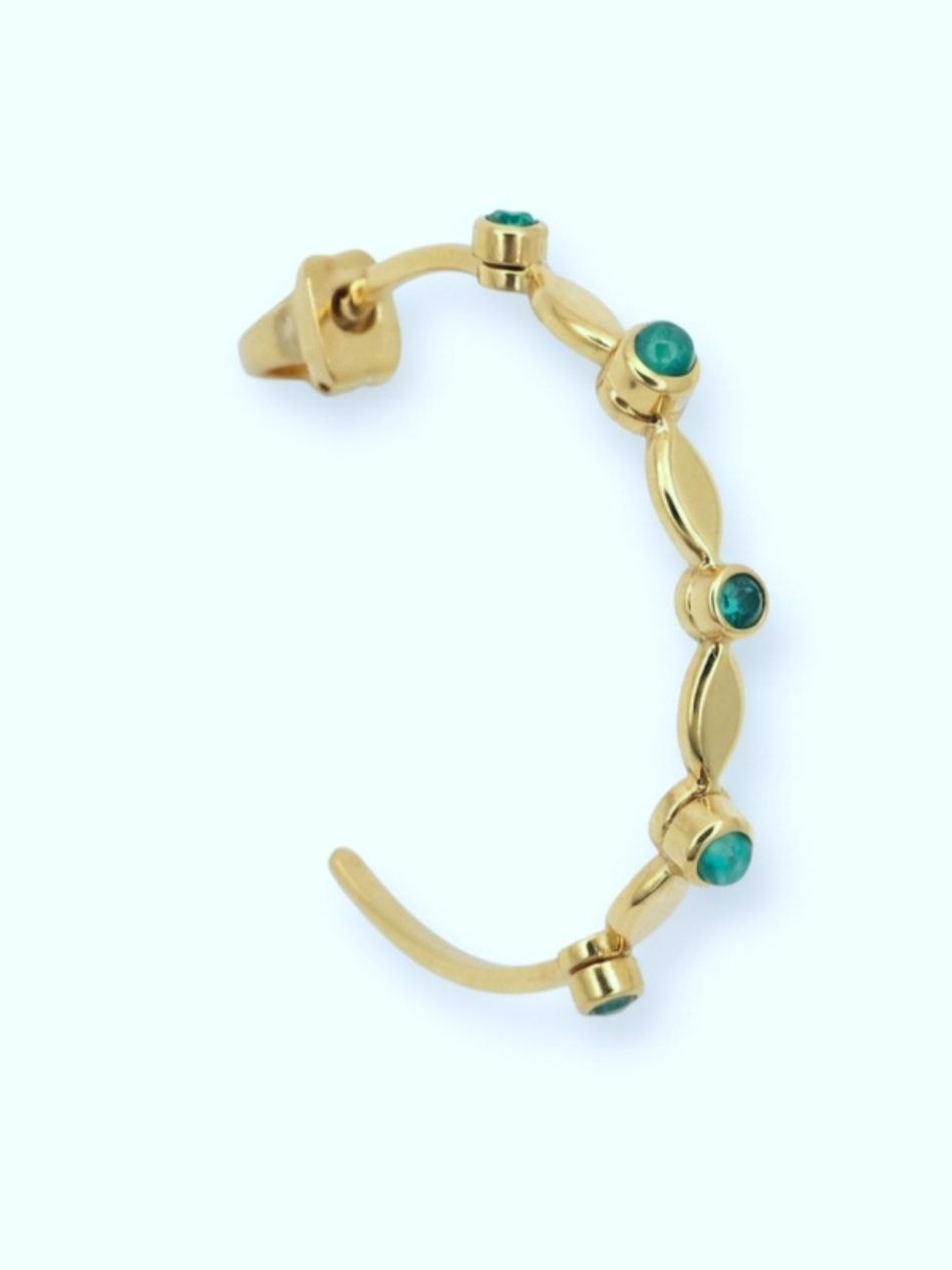 Zag Bijoux Malachite Marquise Hoop Earrings