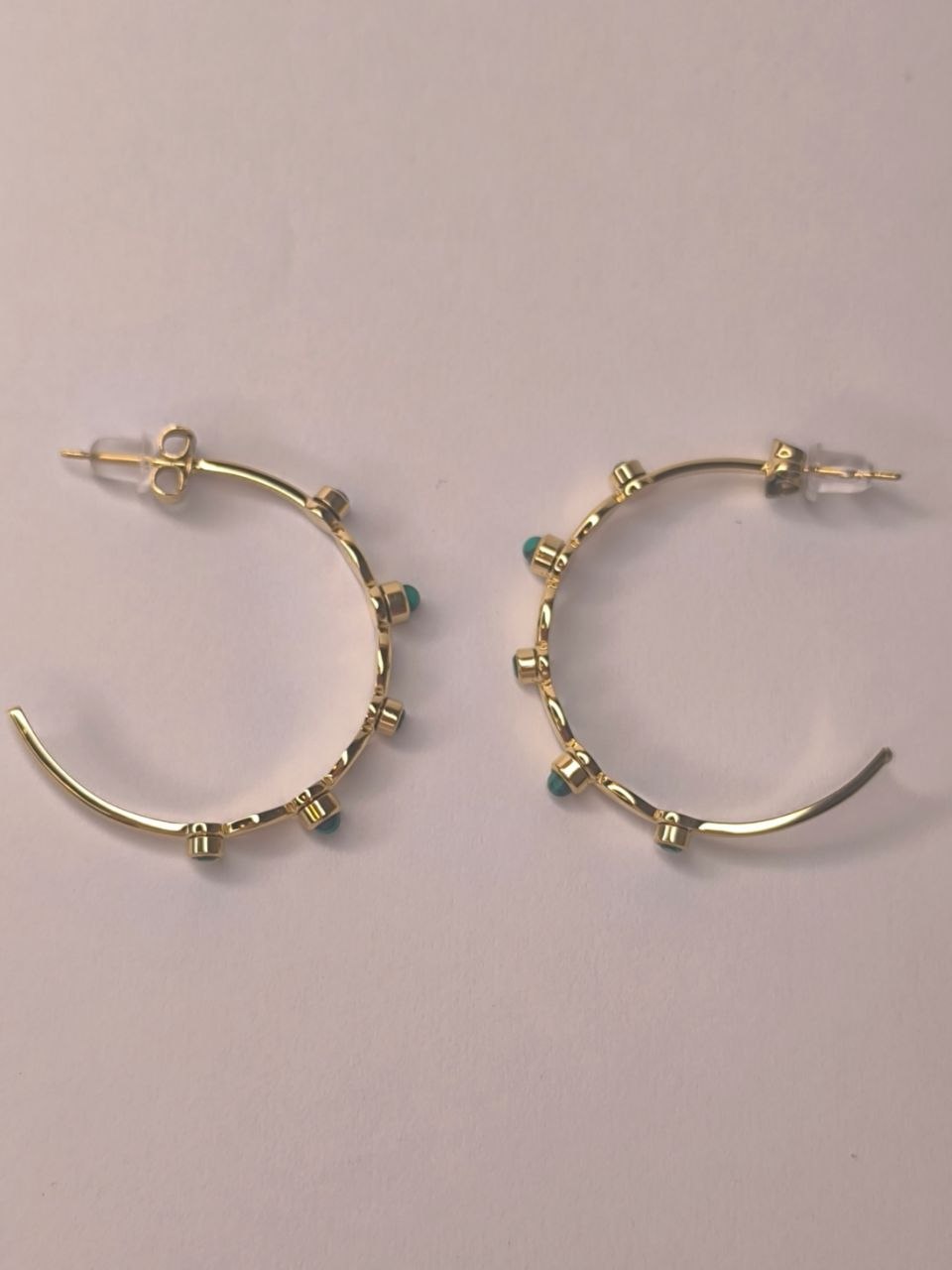 Zag Bijoux Malachite Marquise Hoop Earrings