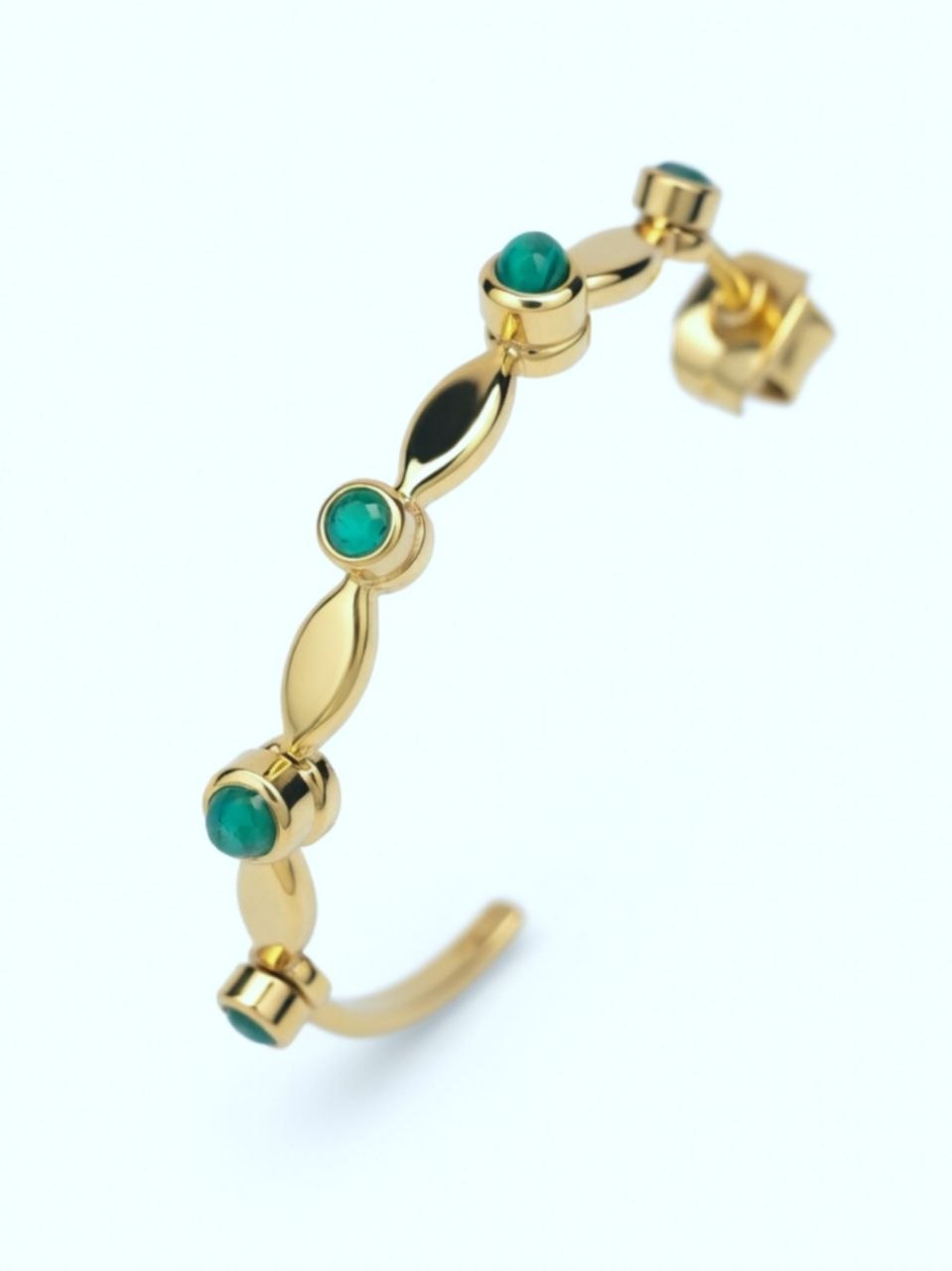 Zag Bijoux Malachite Marquise Hoop Earrings