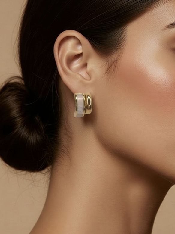 Zag Bijoux Double Hoop Huggie Earrings