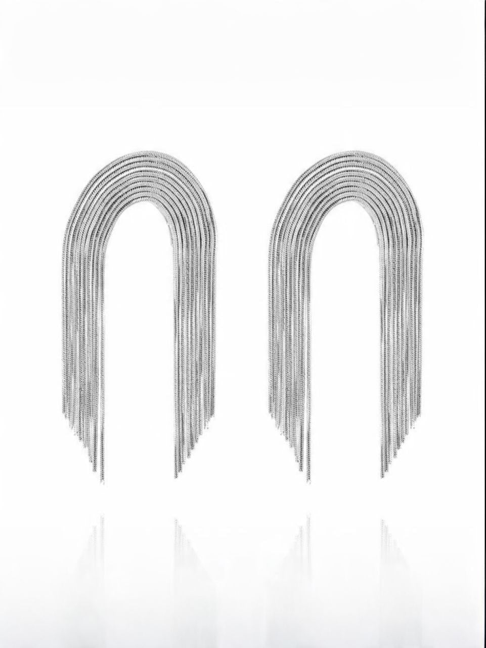 Zag Bijoux Silver Giave Chain Fringe Earrings