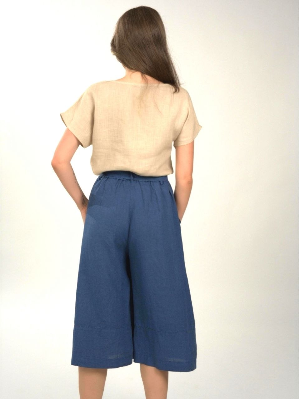 PLS linen pants zip-culotte