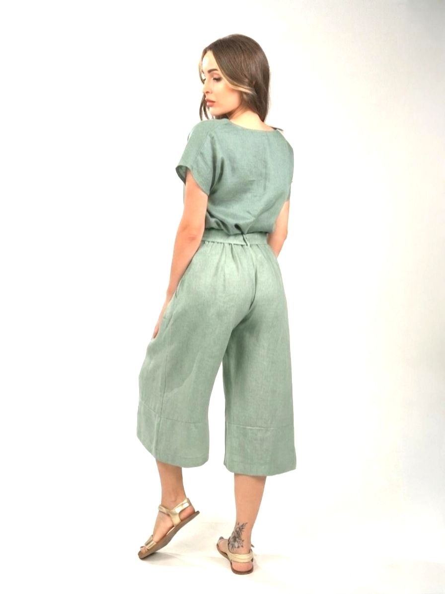 PLS linen pants zip-culotte